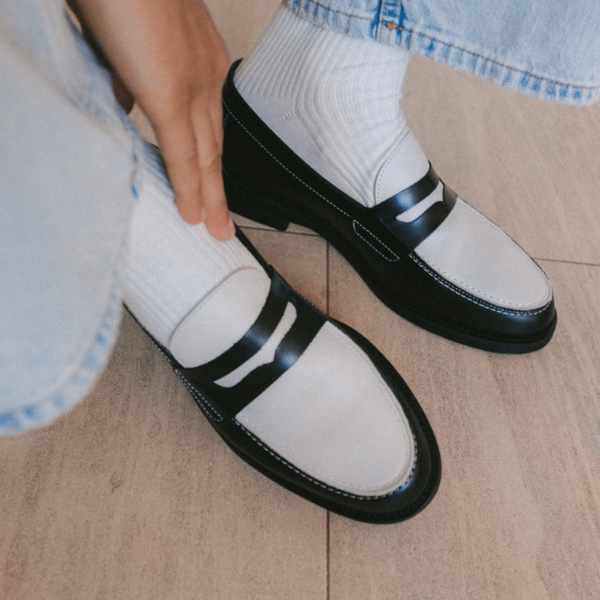 Wilde Black + White Penny Loafer - Men's