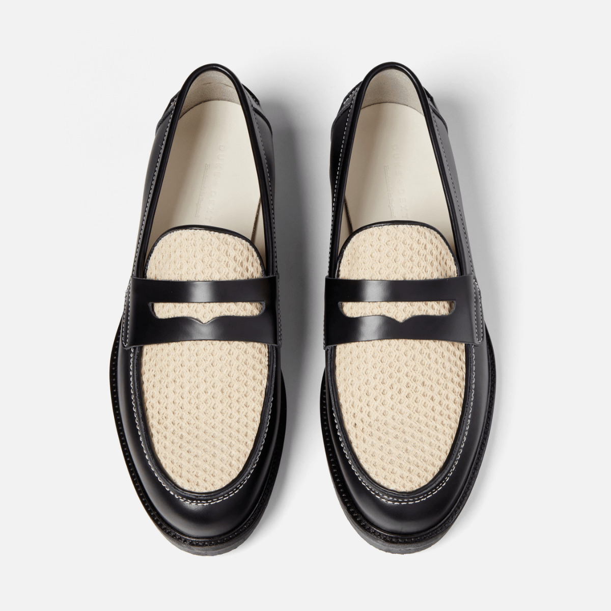 Wilde Black + White Rattan Penny Loafer - Men's