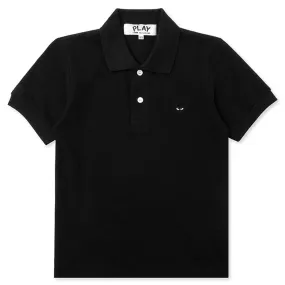 Women's Small Black Heart Polo Shirt - Black