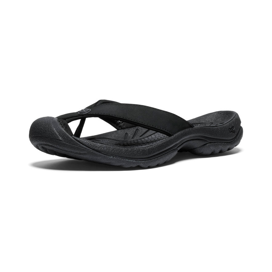 Women's Waimea Leather Flip-Flop  |  Black/Black