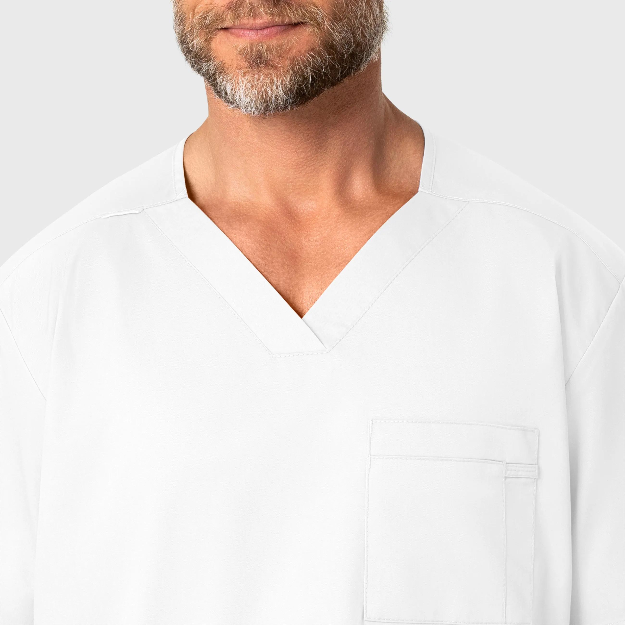 WonderWORK Men's V-Neck Scrub Top - White