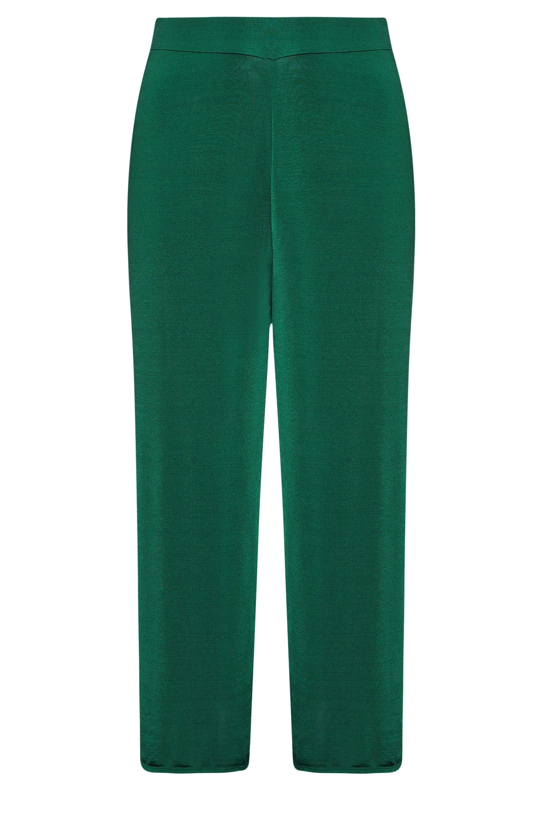 YOURS LONDON Curve Emerald Green Slinky Wide Leg Trousers